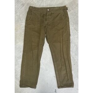 Kiln Straight Leg Button Fly Brown Adjustable Carpenter Cropped Pants Women Sz M